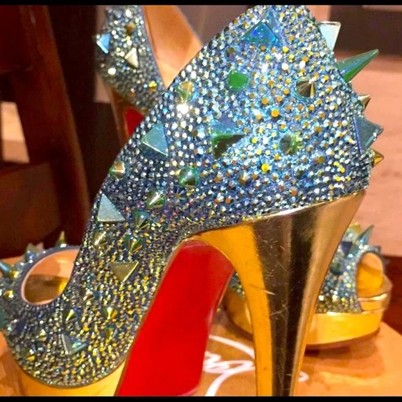 Christian Louboutin Very Mix 150mm Pot Pourri Aqua size 39. - Picture 6 of 12